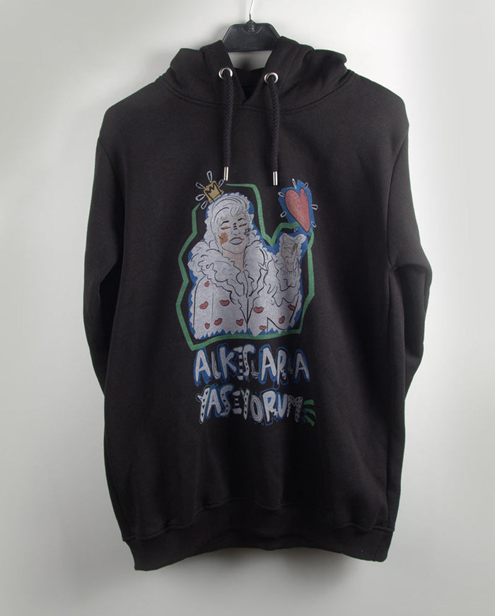 N76.Glam Bahtiyar Oversize Unisex Kapüşonlu Sweatshirt Siyah M