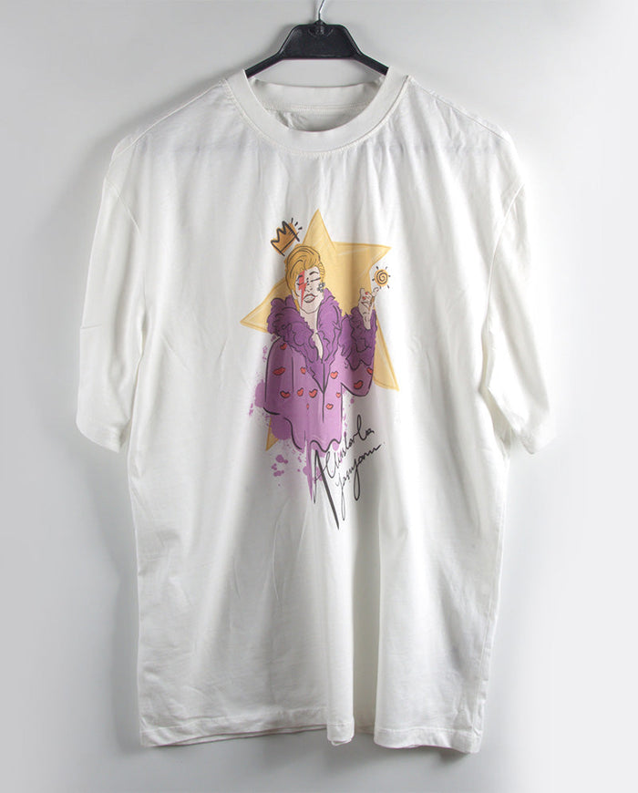 D245.Başımda Tacım Oversize Tişört Beyaz L