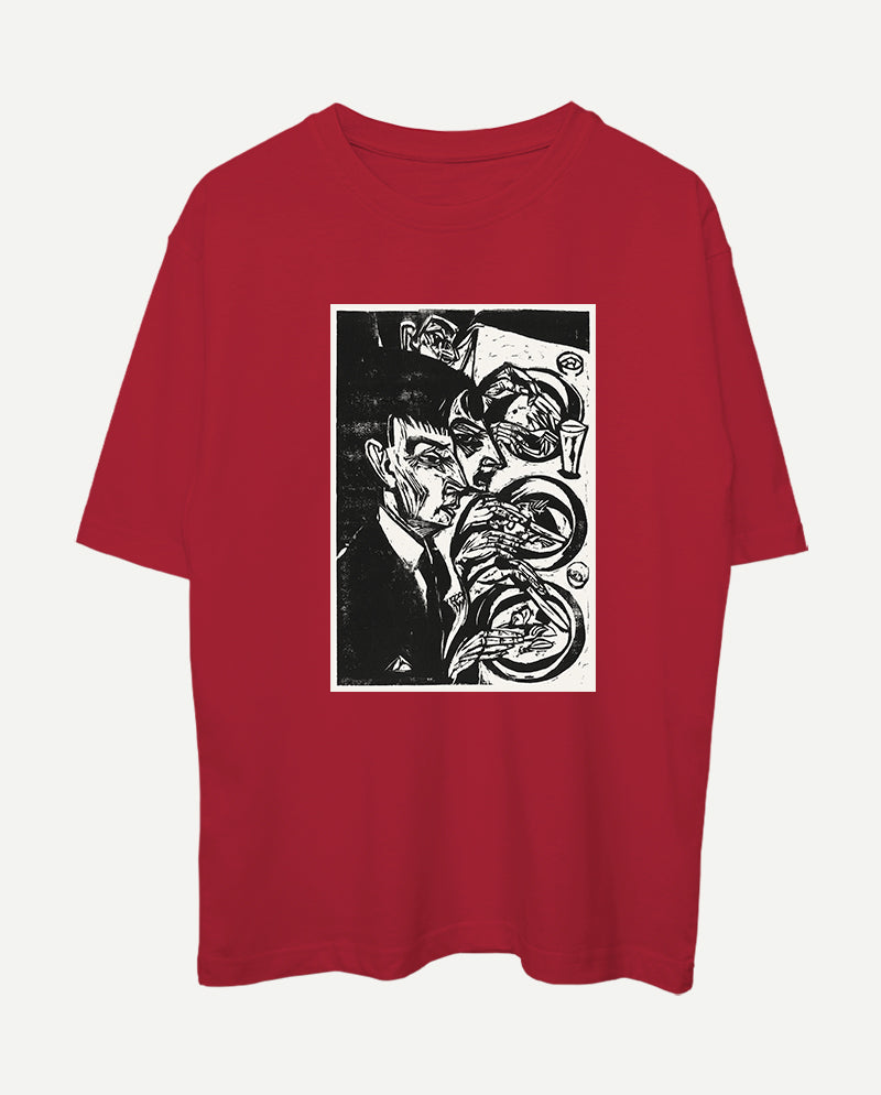 Akşam Yemeğindeki Gergin İnsanlar Oversize Tişört