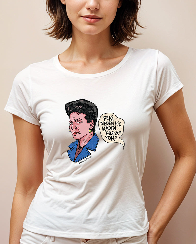 Simone de Beauvoir Geniş Yaka Tişört