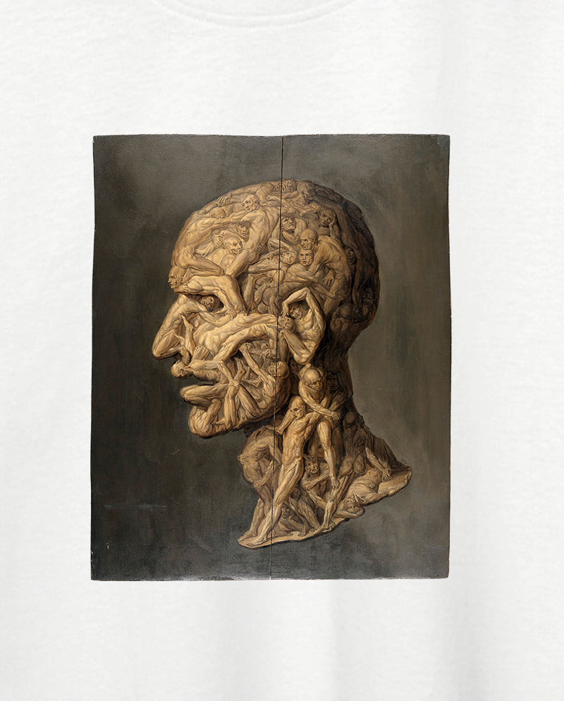 Çıplak Vücutlardan Oluşan Adam Kafası Oversize Tişört