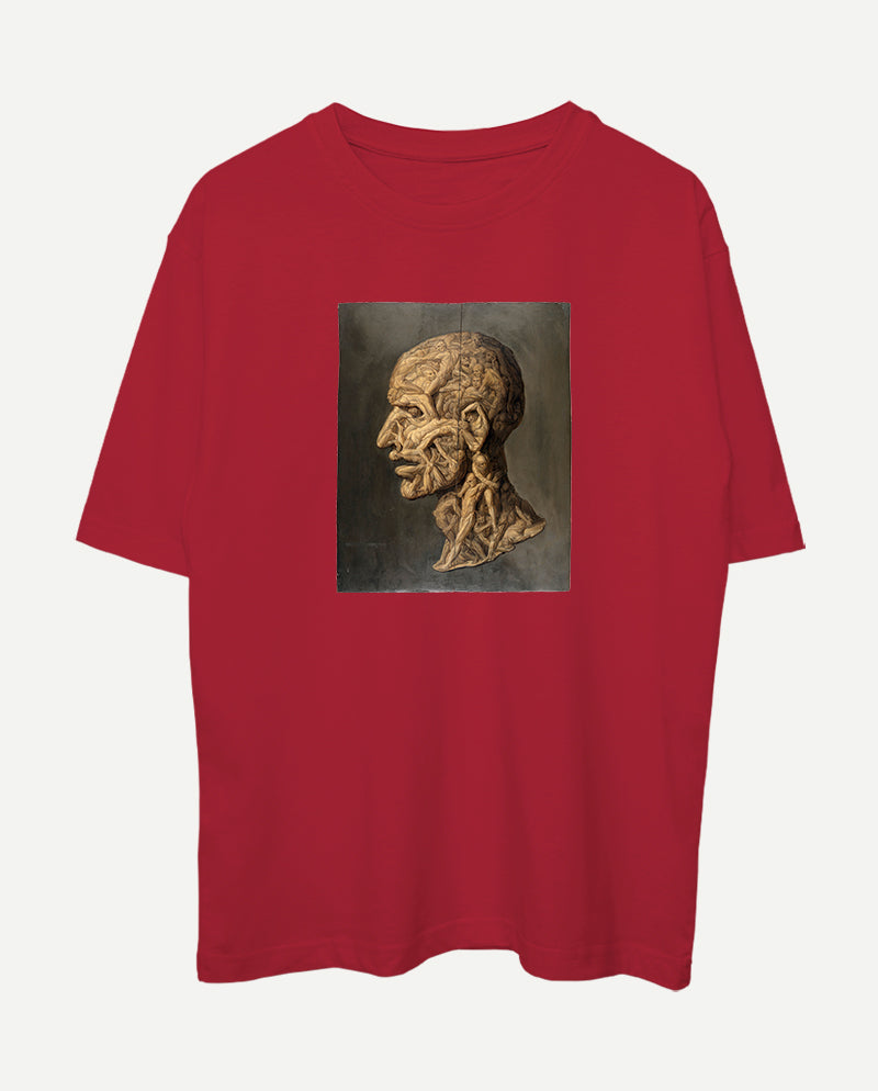 Çıplak Vücutlardan Oluşan Adam Kafası Oversize Tişört