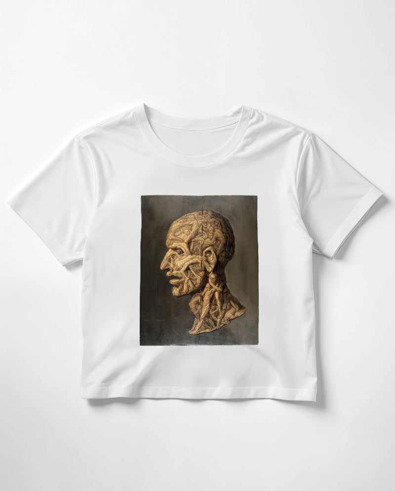 Çıplak Vücutlardan Oluşan Adam Kafası Crop Tişört