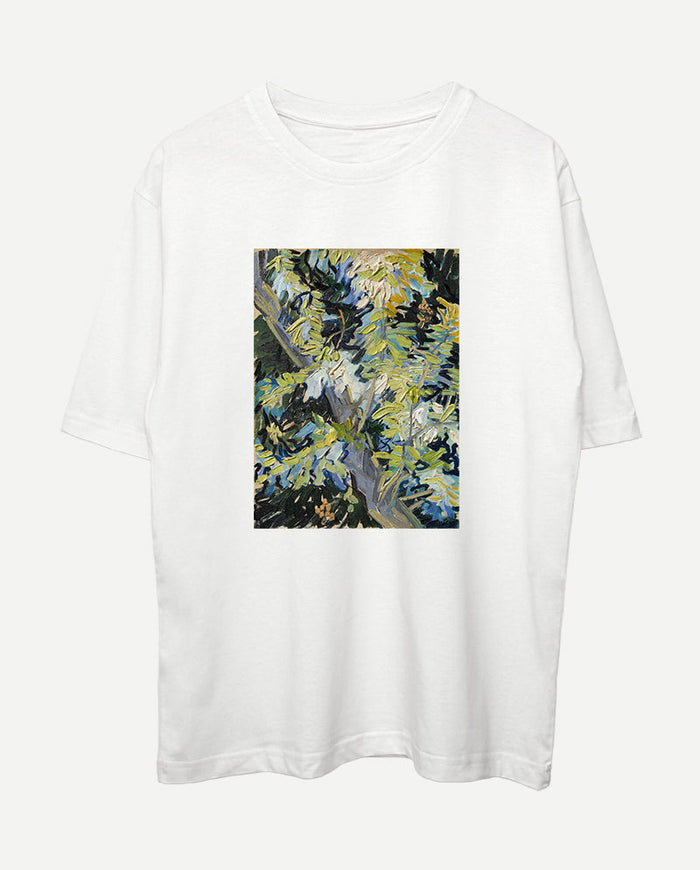 Çiçek Açan Akasya Dalları Oversize Tişört