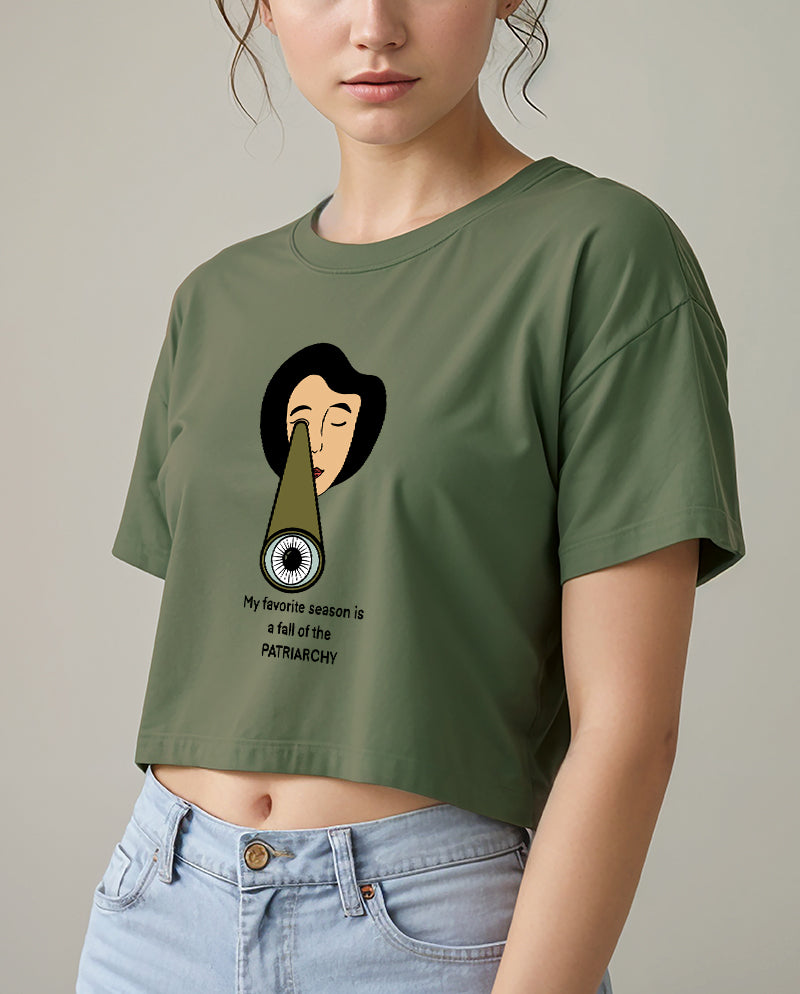 Dört mevsim özgürlük Crop Tişört