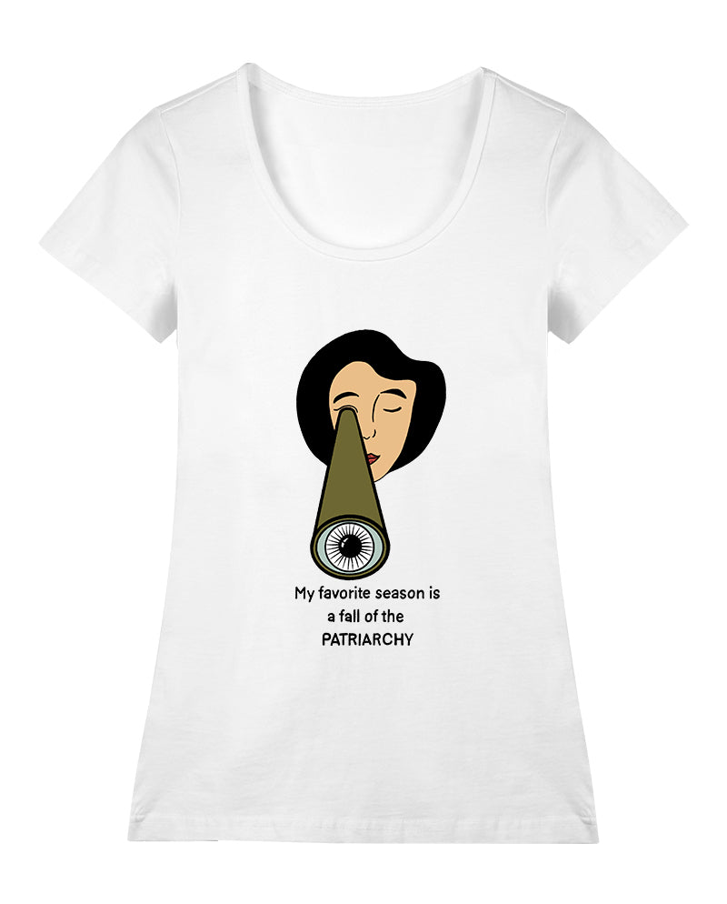 Dört mevsim özgürlük Geniş Yaka Tişört