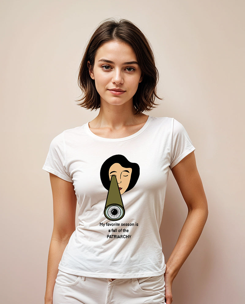 Dört mevsim özgürlük Geniş Yaka Tişört