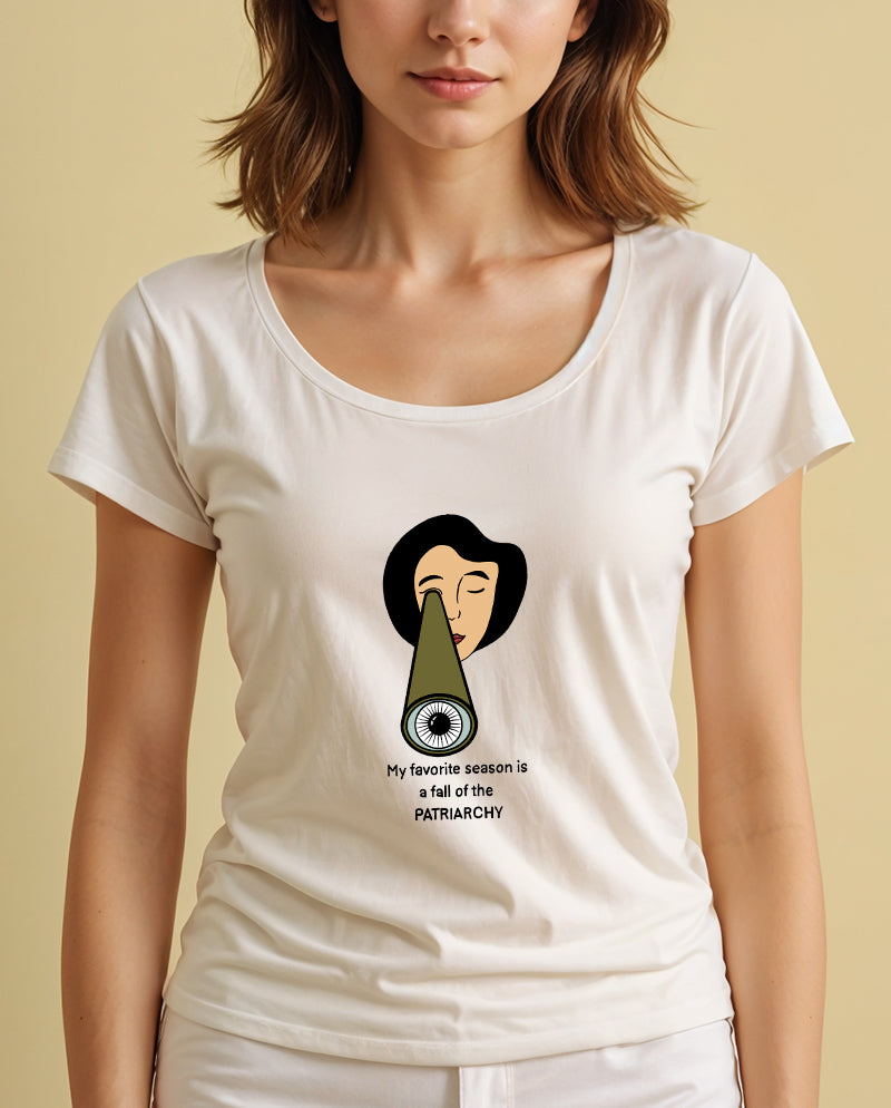 Dört mevsim özgürlük Geniş Yaka Tişört