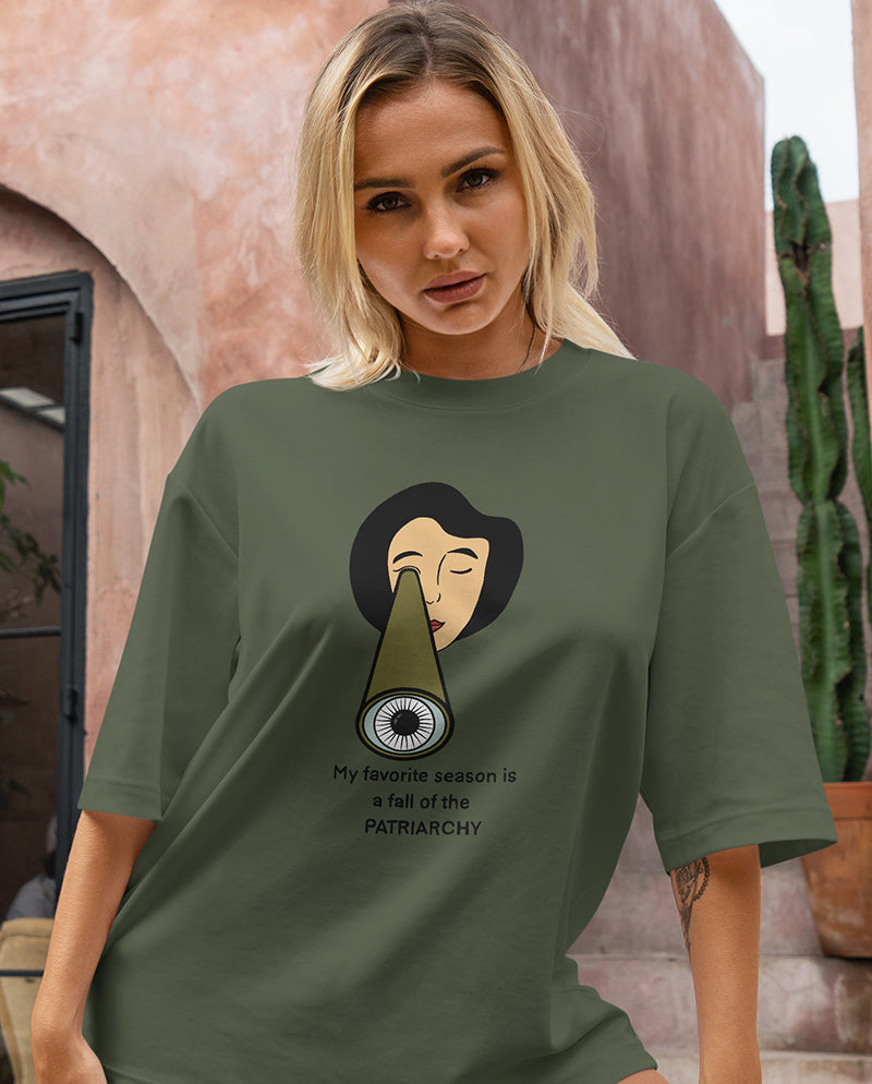 Dört mevsim özgürlük Oversize Tişört