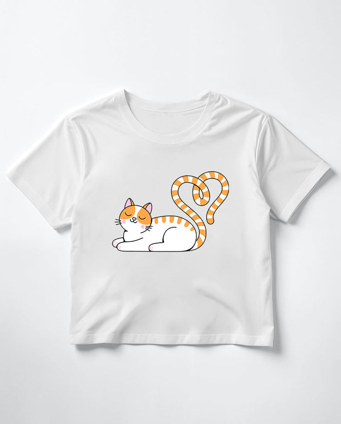 Kalpli Kedi Crop Tişört
