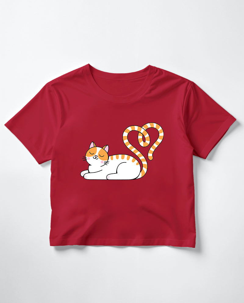 Kalpli Kedi Crop Tişört