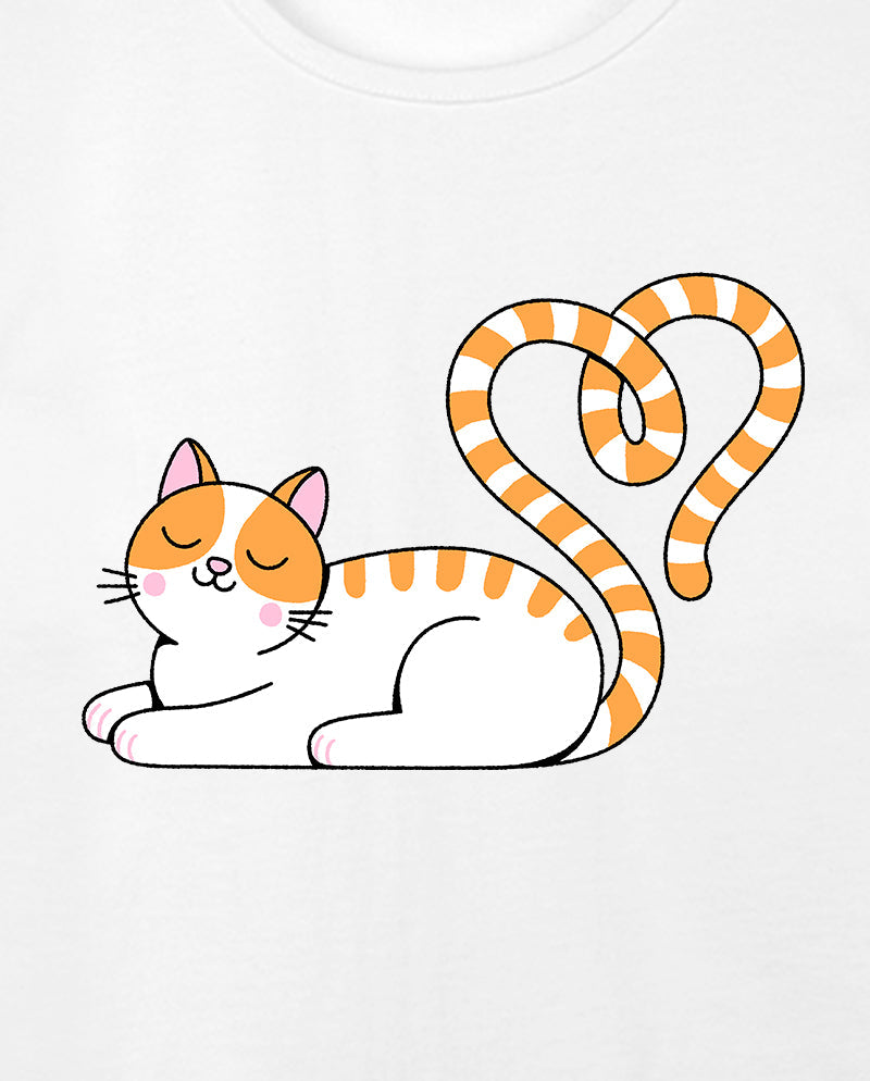 Kalpli Kedi Geniş Yaka Tişört