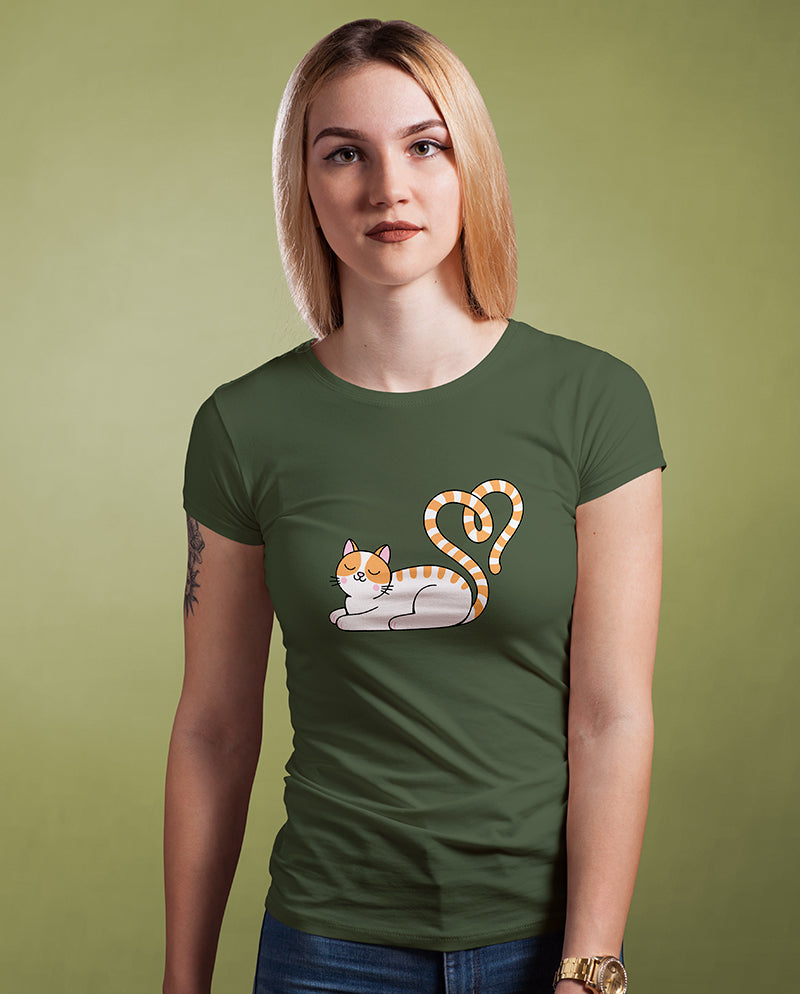 Kalpli Kedi Kadın Tişört