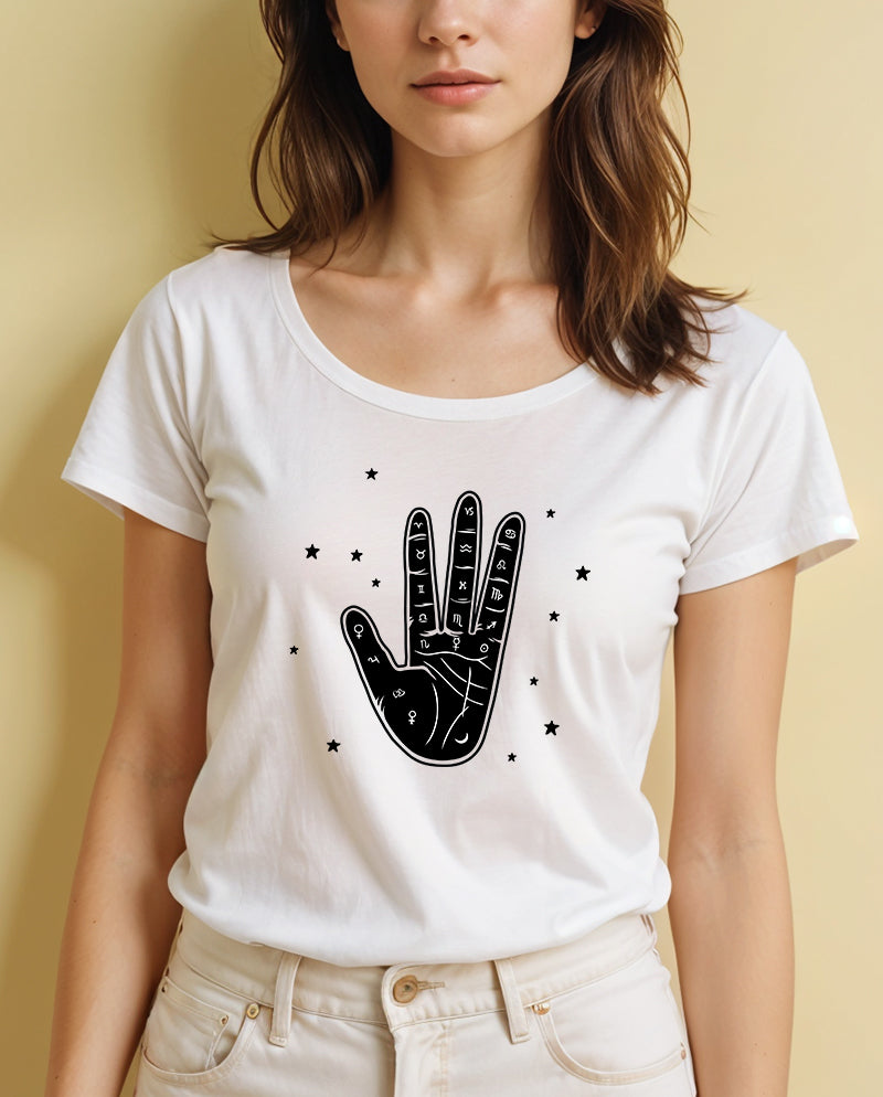 Kosmotik El Falı Geniş Yaka Tişört