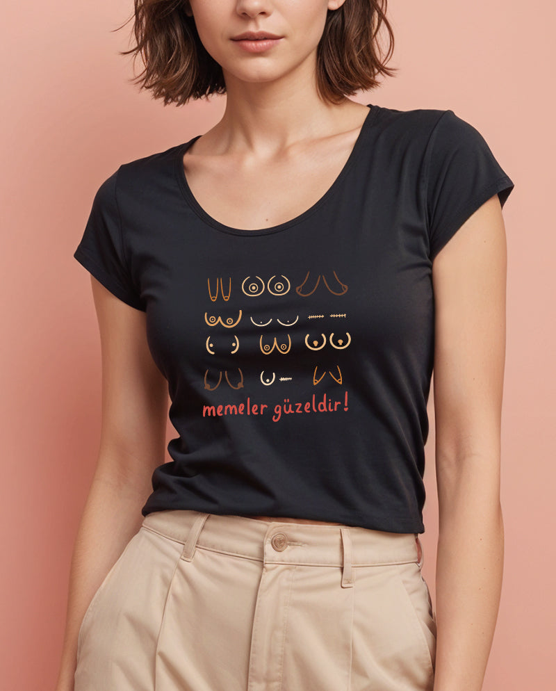 Memeler Güzeldir! Geniş Yaka Tişört