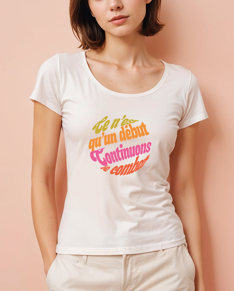 Mücadeleye devam Geniş Yaka Tişört