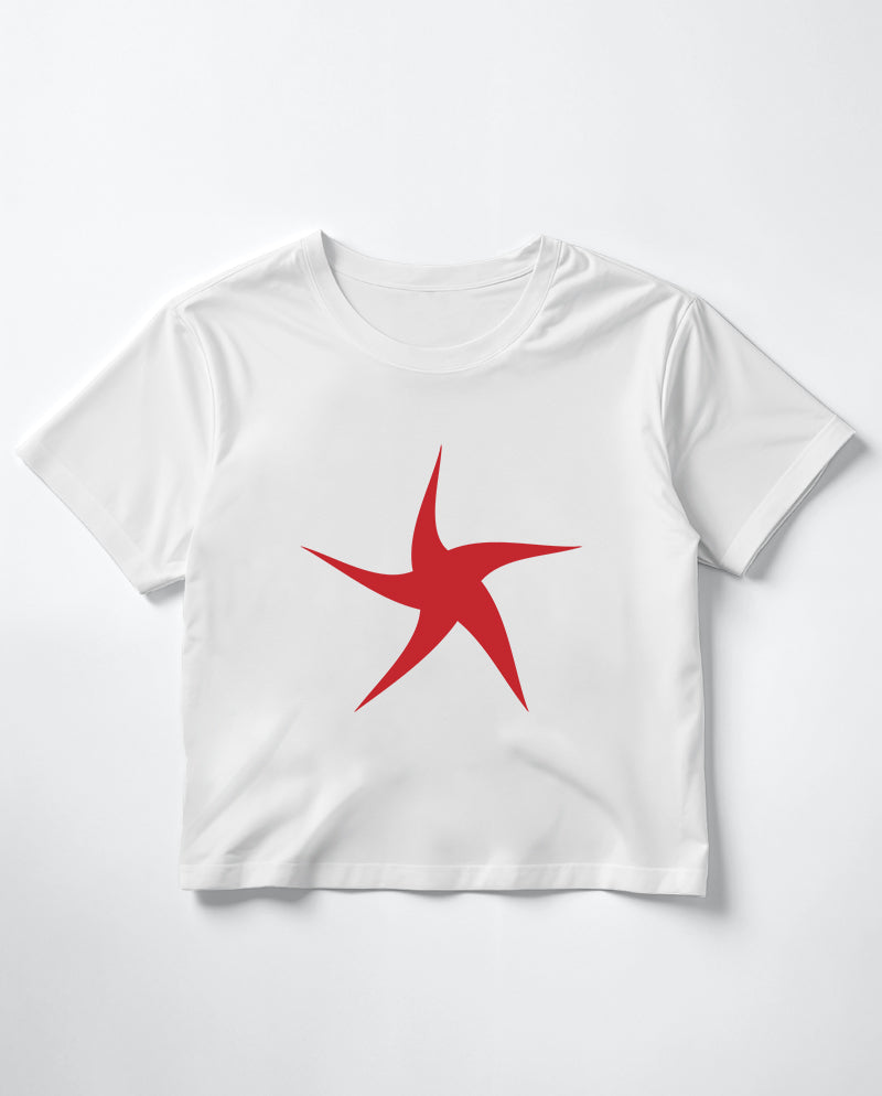 Neşeli yıldız Crop Tişört