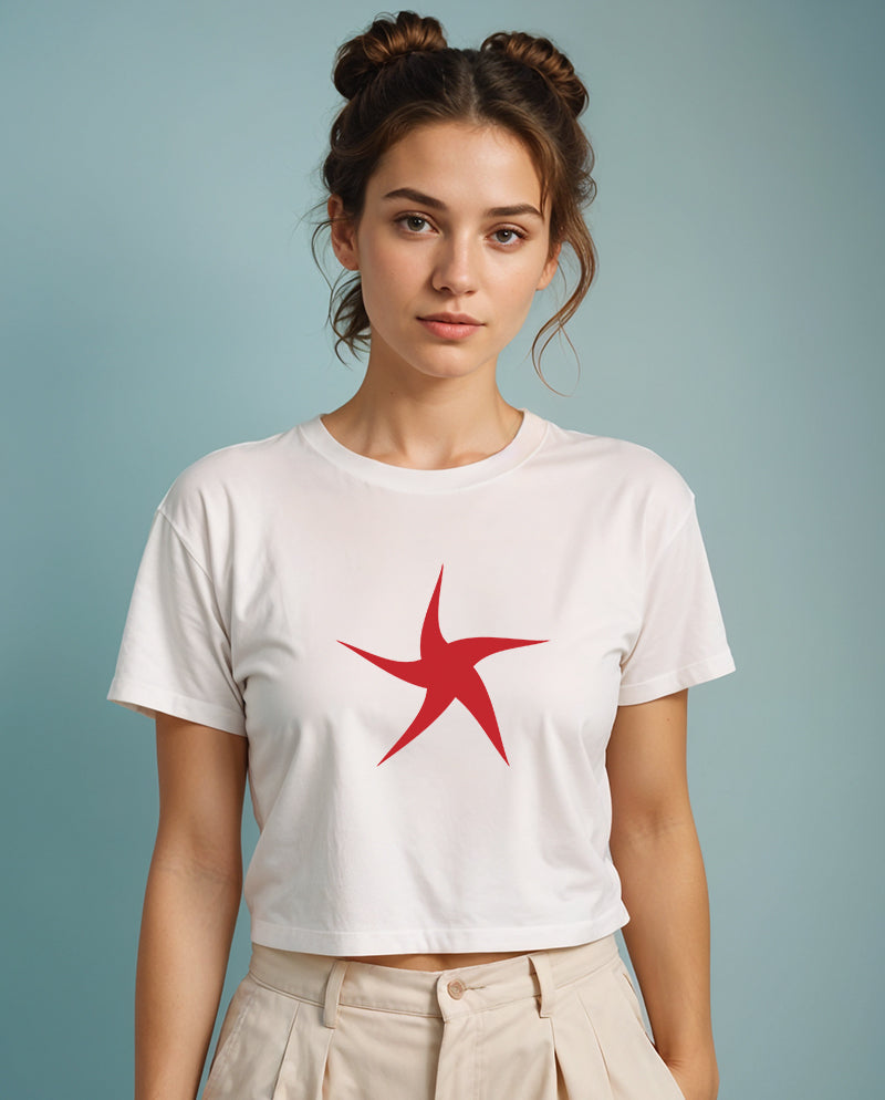 Neşeli yıldız Crop Tişört