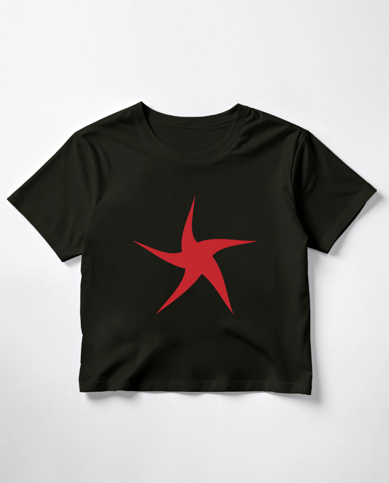 Neşeli yıldız Crop Tişört