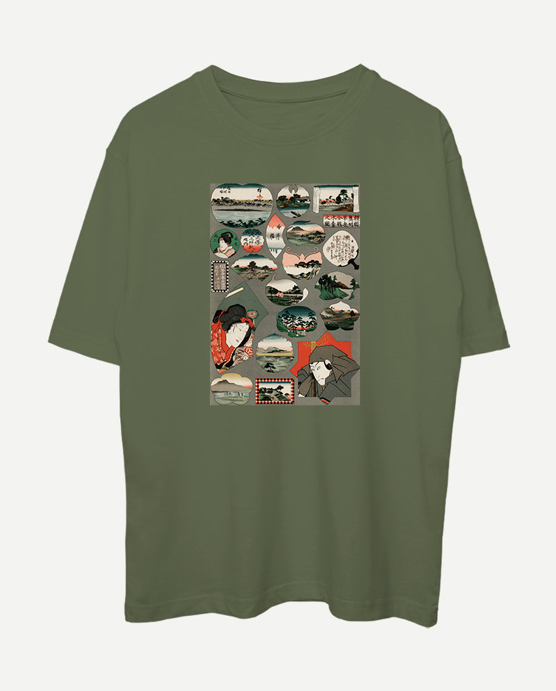 Renkli Süsleme Oversize Tişört