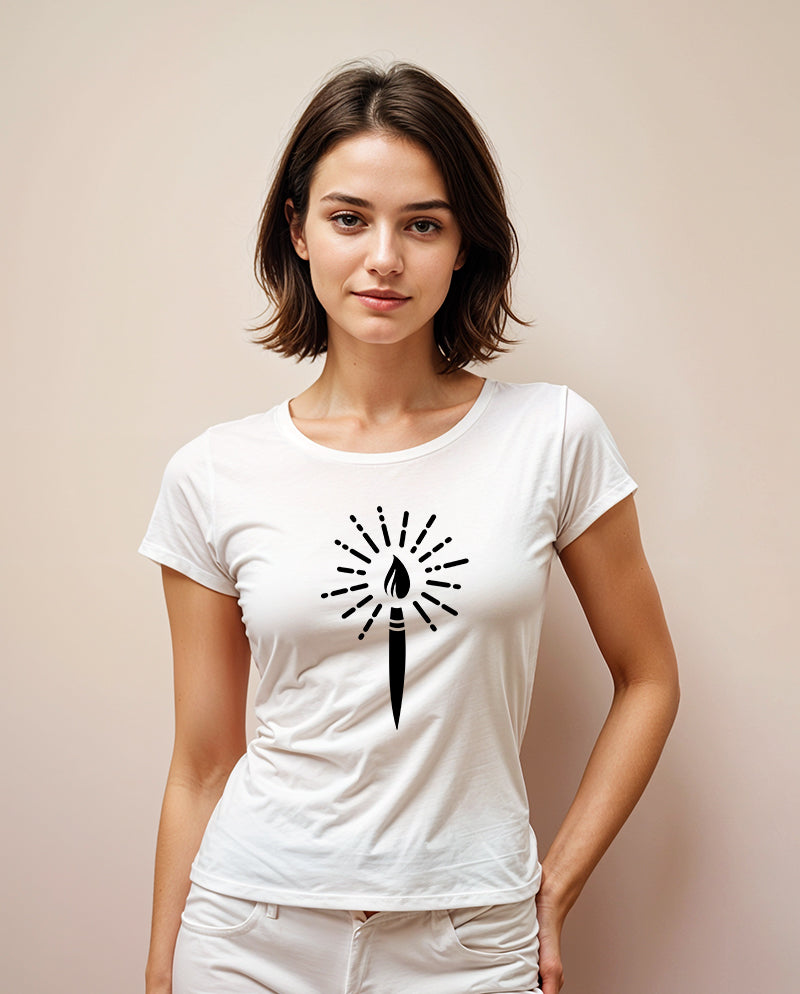 Sanatın ışığı Geniş Yaka Tişört