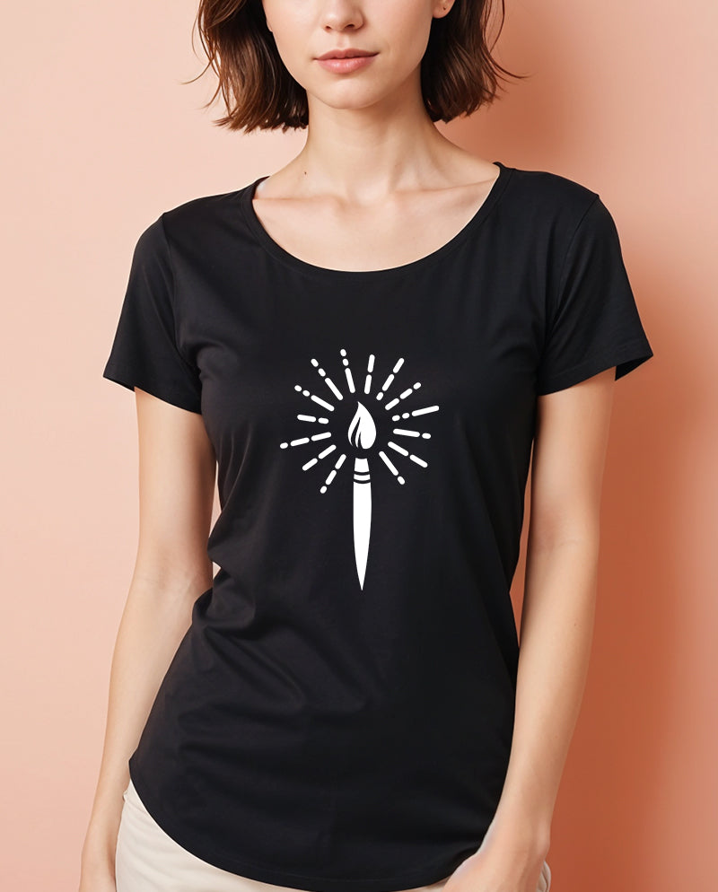 Sanatın ışığı Geniş Yaka Tişört