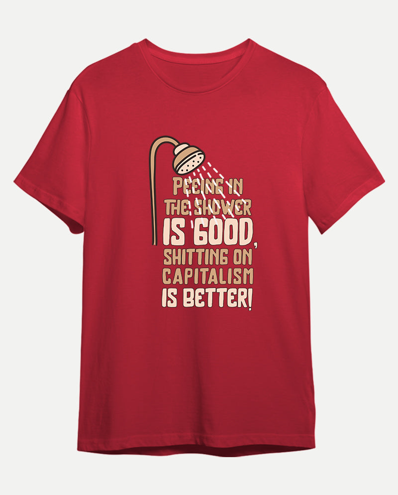 Sh*tting on capitalism Erkek Tişört