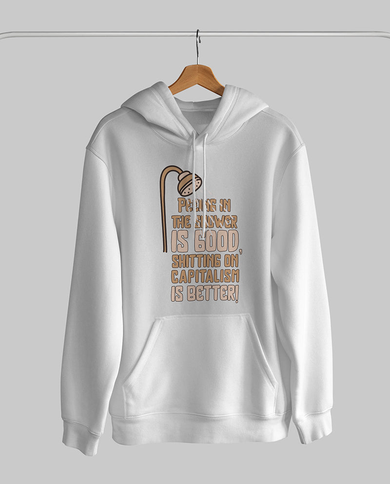 Sh*tting on capitalism Oversize Unisex Kapüşonlu Sweatshirt