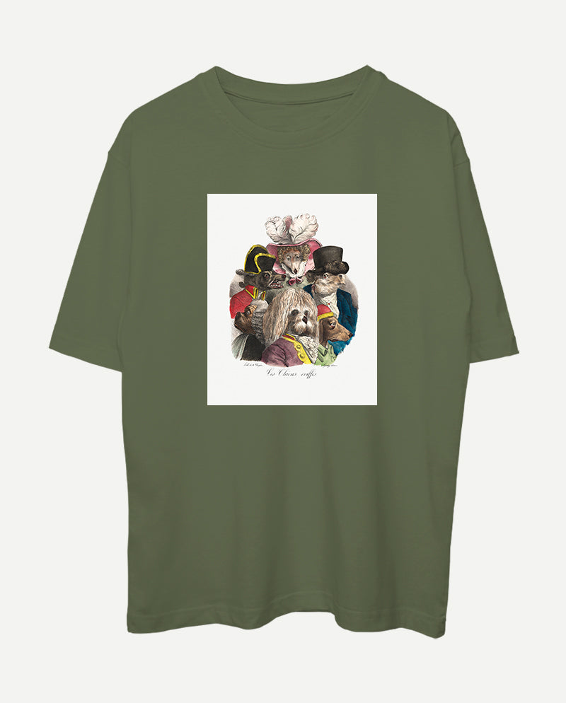 Tüylü Köpekler Oversize Tişört