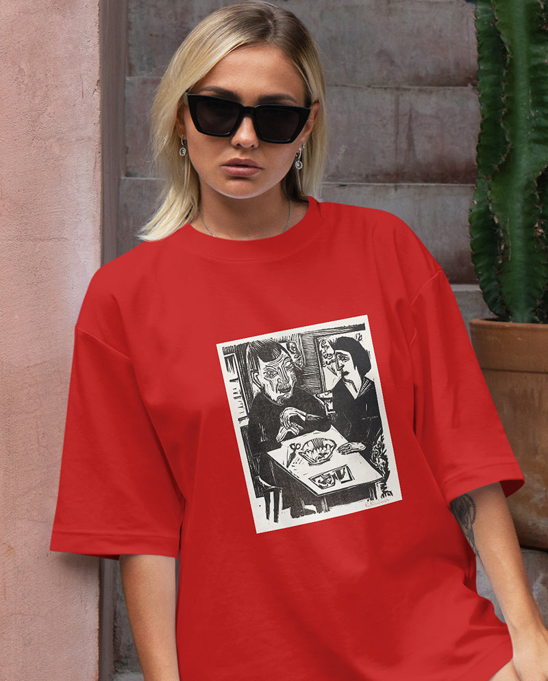 Yaşlı ve Genç Kadın Oversize Tişört