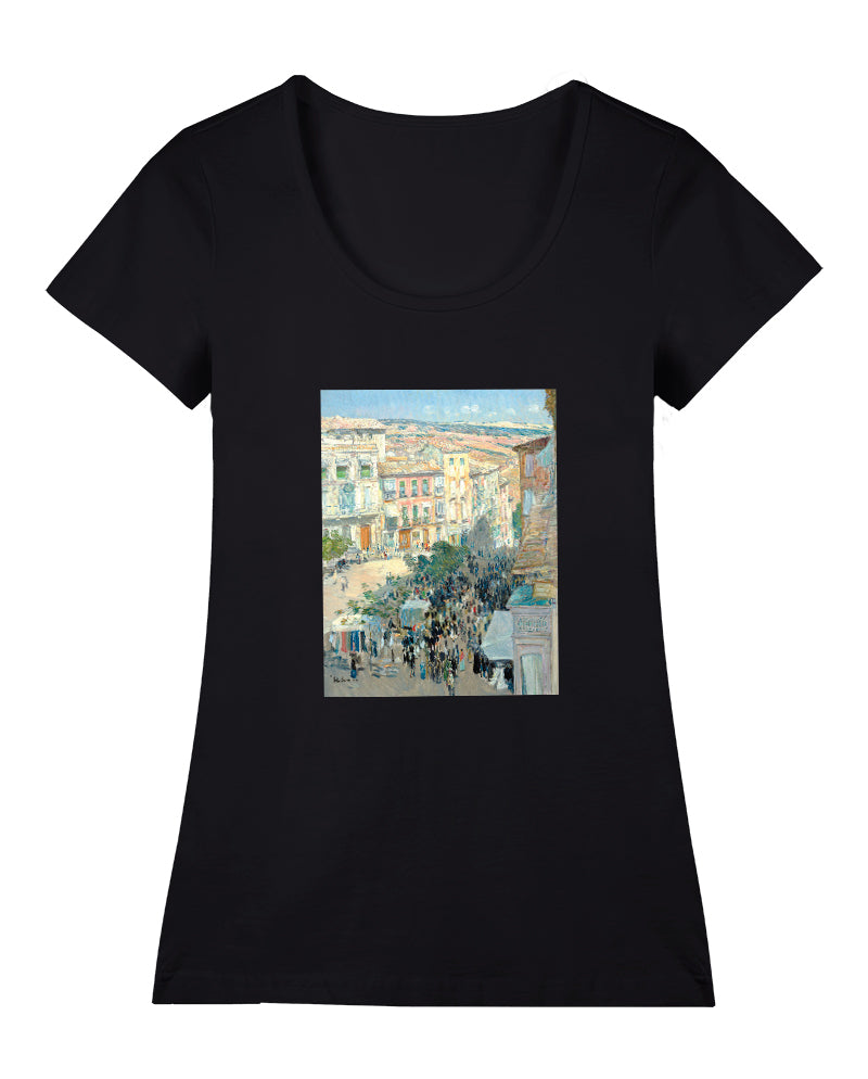 Bir Güney Fransa Şehrinin Manzarası Geniş Yaka Tişört