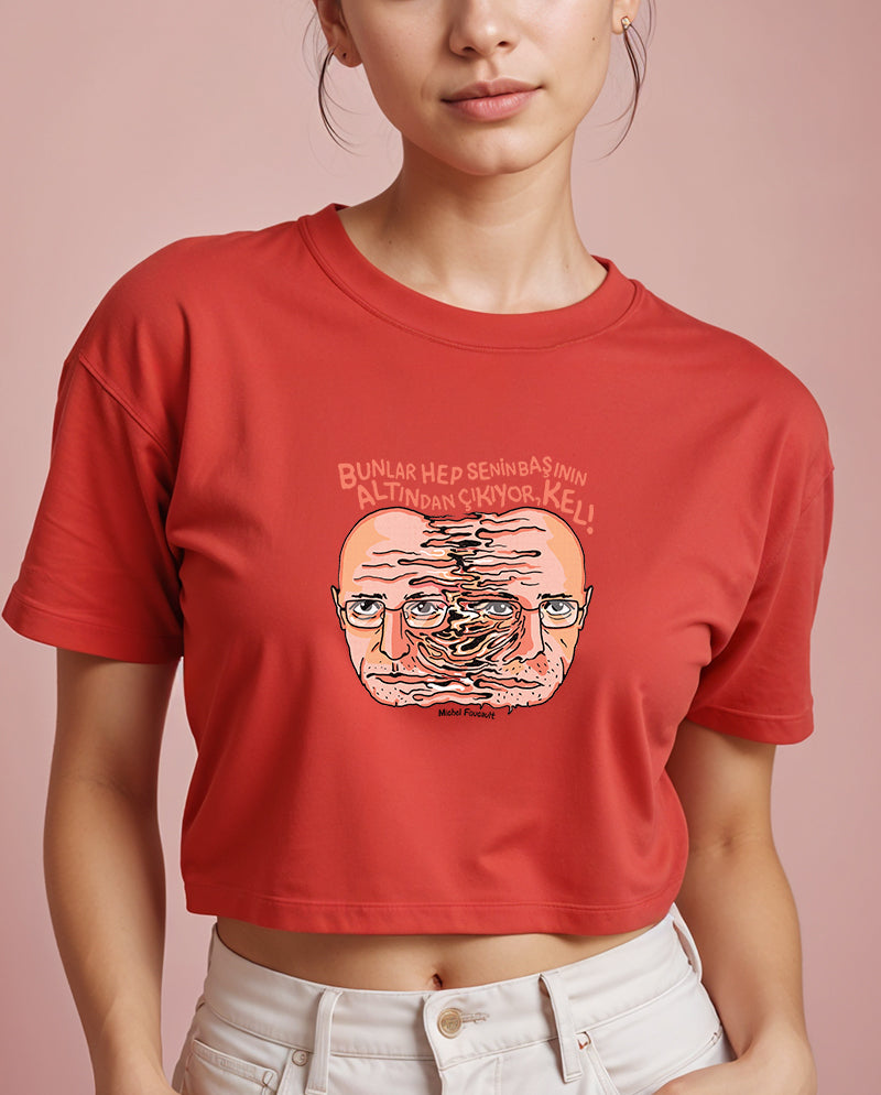 Michel Foucault Crop Tişört