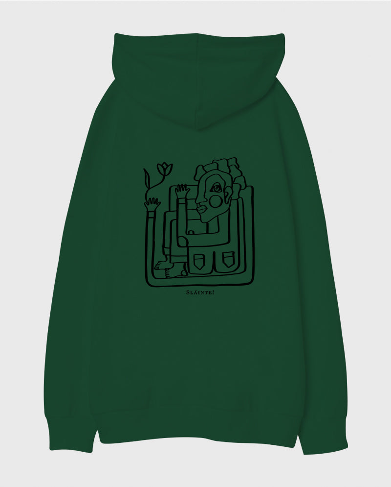 Güller Dolusu Kadehler Viskili Oversize Unisex Kapüşonlu Sweatshirt