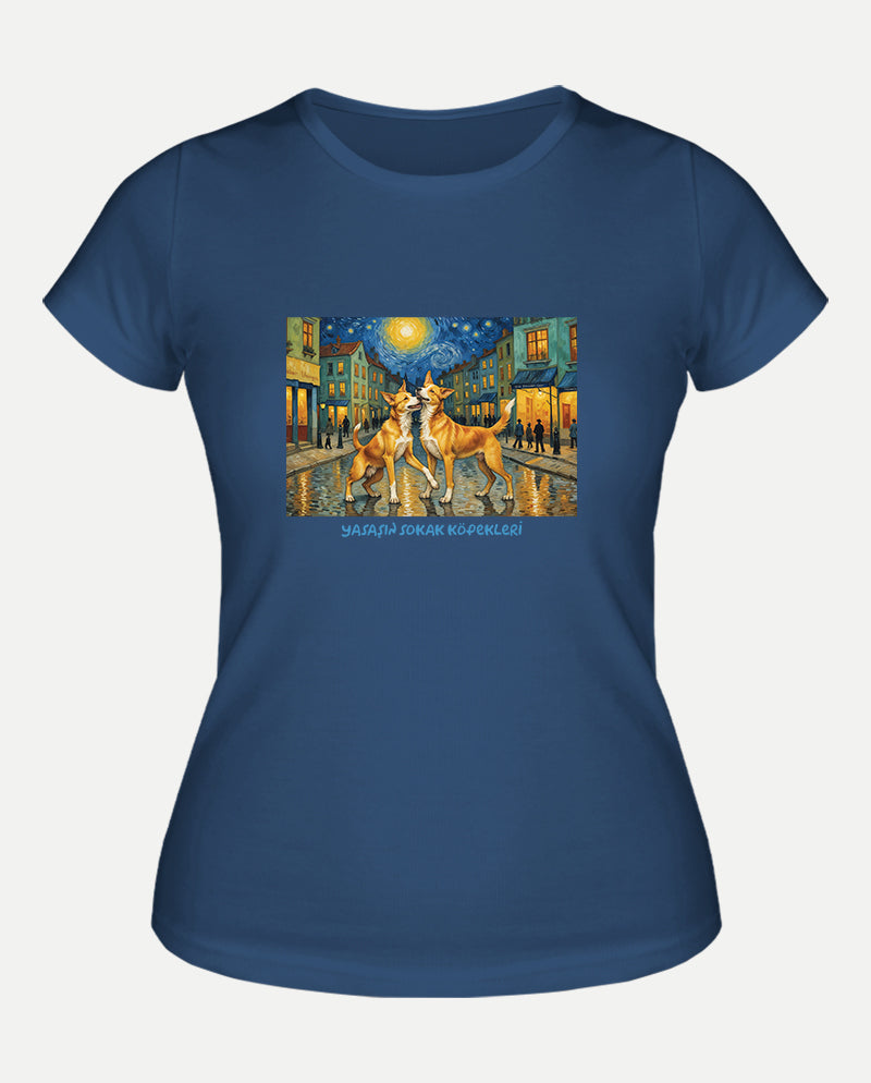 Muhabbetteyiz - Van Gogh Sokakta Kadın Tişört