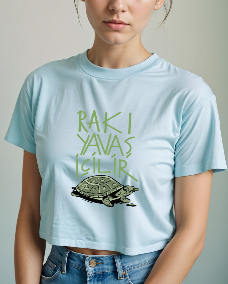 Rakı Yavaş İçilir Crop Tişört