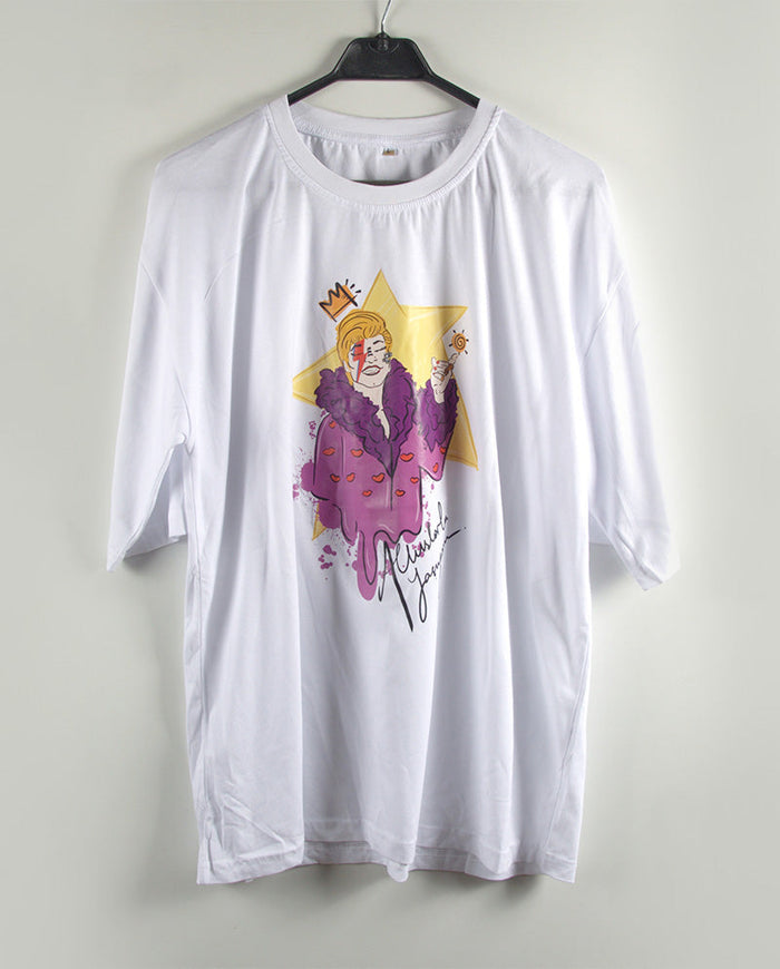 D247.Başımda Tacım Oversize Tişört Beyaz L