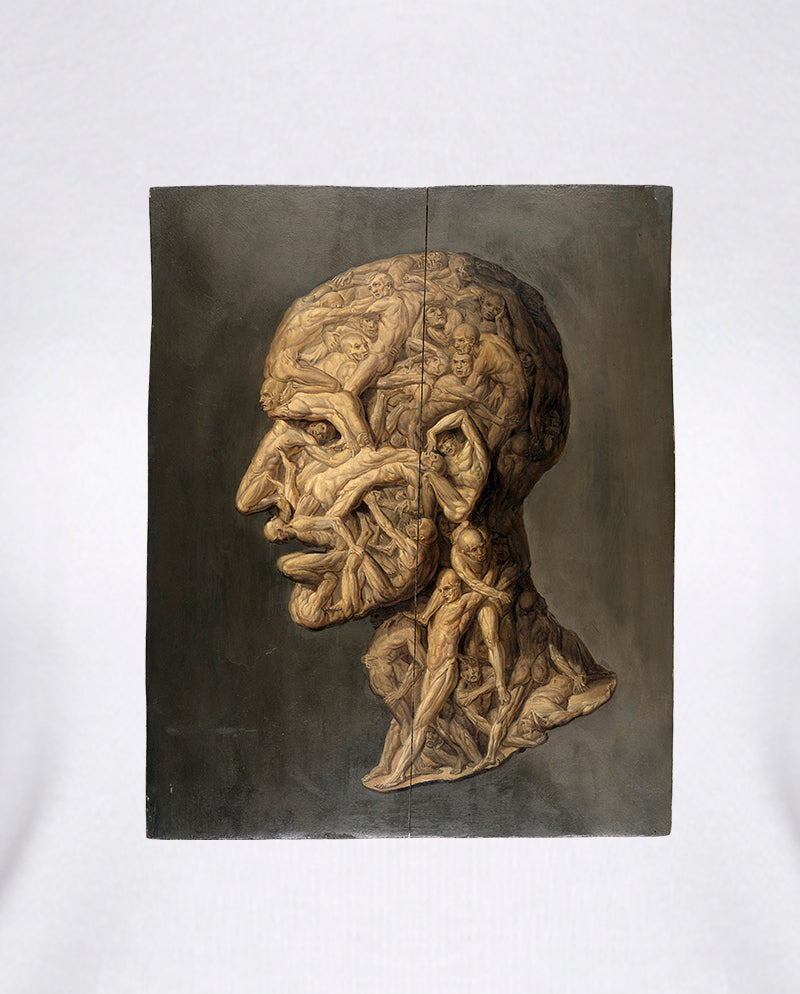 Çıplak Vücutlardan Oluşan Adam Kafası Kadın Tişört