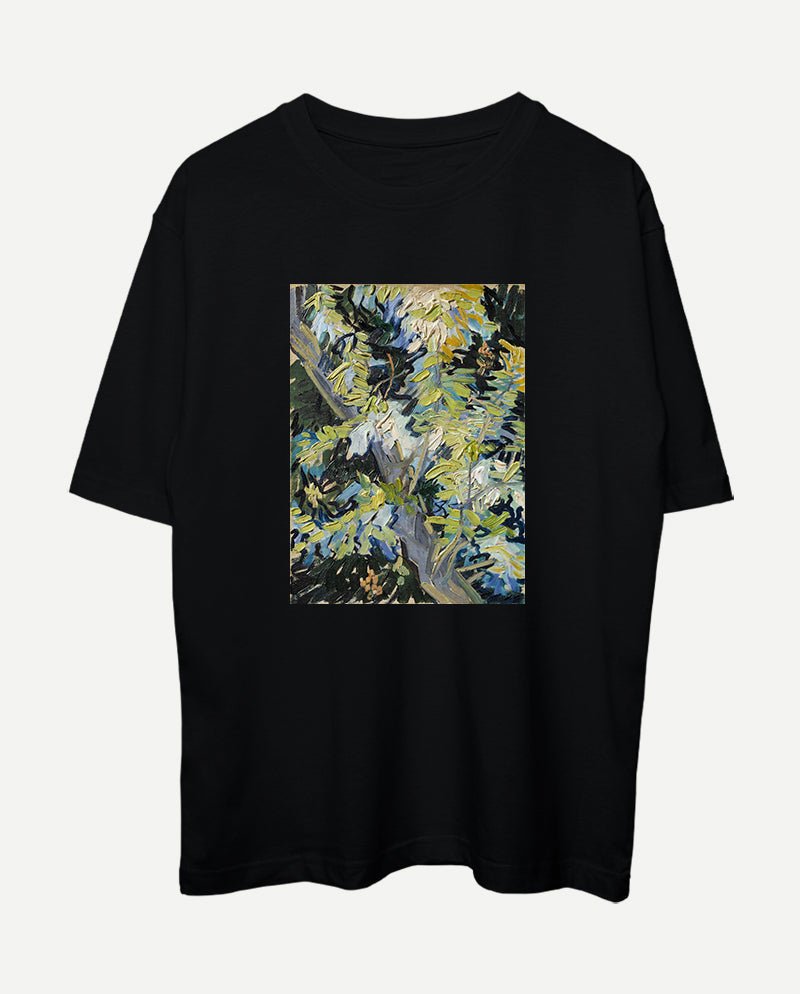 Çiçek Açan Akasya Dalları Oversize Tişört