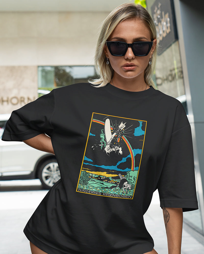 Gökkuşağı Engeli Oversize Tişört