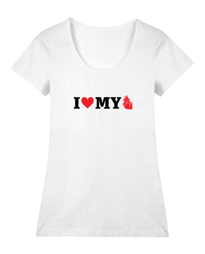 Kalbini Sev Geniş Yaka Tişört