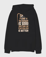 Sh*tting on capitalism Oversize Unisex Kapüşonlu Sweatshirt