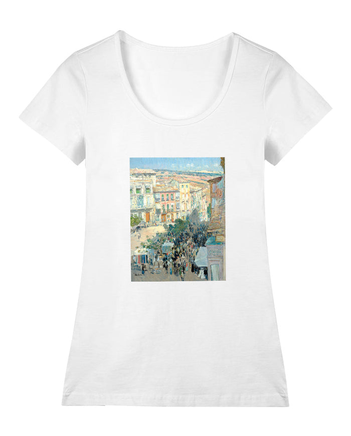 Bir Güney Fransa Şehrinin Manzarası Geniş Yaka Tişört