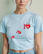 Çok Kalp Crop Tişört