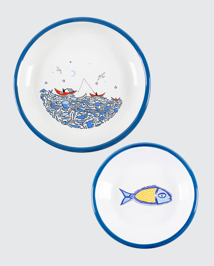 Balık Masalı ve Uçan Balık Emaye Tabak 2’li Set