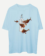 Şişede Balık Avı Oversize Tişört